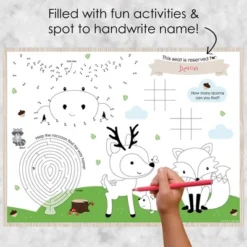 Big Dot Of Happiness Woodland Creatures - Paper Birthday Party Coloring Sheets - Activity Placemats - Set Of 16