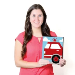 Big Dot Of Happiness Fired Up Fire Truck - Firefighter Firetruck Nursery Wall Art And Kids Room Decor - Gift Ideas - 7.5 X 10 Inches - Set Of 3 Prints -Nursery Decor Store GUEST 00a393da b5d2 4d6f 9a0b 76ec0ad78fa0