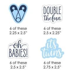 Big Dot Of Happiness It's Twin Boys - Paper Straw Decor - Blue Twins Baby Shower Striped Decorative Straws - Set Of 24