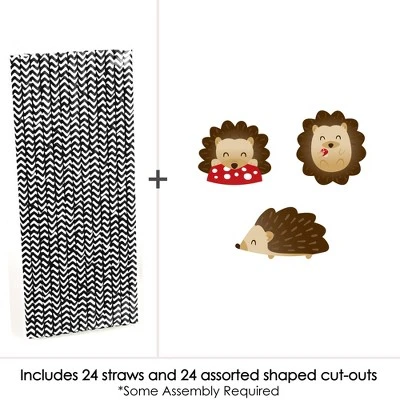 Big Dot Of Happiness Forest Hedgehogs - Paper Straw Decor - Woodland Birthday Party Or Baby Shower Striped Decorative Straws - Set Of 24 2 Big Dot Of Happiness Forest Hedgehogs - Paper Straw Decor - Woodland Birthday Party Or Baby Shower Striped Decorative Straws - Set Of 24 - Image 2