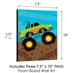 Big Dot Of Happiness Smash And Crash - Monster Truck - Boy Nursery Wall Art And Kids Room Decor - 7.5 X 10 Inches - Set Of 3 Prints -Nursery Decor Store GUEST 0775cdd8 72aa 49de 9030 772b32913167
