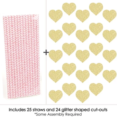 Big Dot Of Happiness Gold Glitter Hearts Party Straws - No-Mess Real Gold Glitter Cut-Outs & Decorative Valentine's Day Party Paper Straws - Set Of 24 3 Big Dot Of Happiness Gold Glitter Hearts Party Straws - No-Mess Real Gold Glitter Cut-Outs & Decorative Valentine's Day Party Paper Straws - Set Of 24 - Image 3