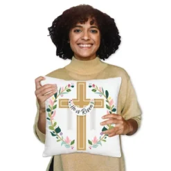 Big Dot Of Happiness Religious Easter - Christian Holiday Party Home Decorative Canvas Cushion Case - Throw Pillow Cover - 16 X 16 Inches -Nursery Decor Store GUEST 07e413be 54e4 4ed9 9381 8b9d87f1fb2e