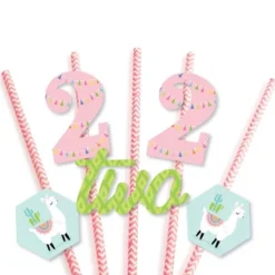 Big Dot Of Happiness 2nd Birthday Whole Llama Fun - Paper Straw Decor - Llama Fiesta Second Birthday Party Striped Decorative Straws - Set Of 24 -Nursery Decor Store GUEST 0b04d706 e487 42aa a6e3 a78e31360140