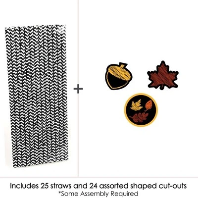 Big Dot Of Happiness Fall Leaves Paper Straw Decor - Fall Party Striped Decorative Straws - Set Of 24 2 Big Dot Of Happiness Fall Leaves Paper Straw Decor - Fall Party Striped Decorative Straws - Set Of 24 - Image 2
