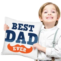 Big Dot Of Happiness Happy Father's Day Party Home Decorative Canvas Cushion Case - Throw Pillow Cover - 16 X 16 Inches -Nursery Decor Store GUEST 0da3535f b09a 49be baf4 099211e39c08