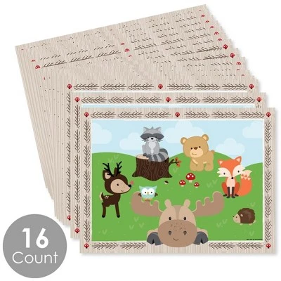 Big Dot Of Happiness Woodland Creatures - Party Table Decorations - Baby Shower Or Birthday Party Placemats - Set Of 16 2 Big Dot Of Happiness Woodland Creatures - Party Table Decorations - Baby Shower Or Birthday Party Placemats - Set Of 16 - Image 2