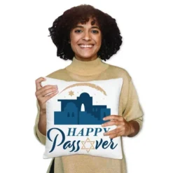 Big Dot Of Happiness Happy Passover - Pesach Jewish Holiday Party Home Decorative Canvas Cushion Case - Throw Pillow Cover - 16 X 16 Inches -Nursery Decor Store GUEST 0ebe915f 390d 46d6 bd78 b1a644f88248
