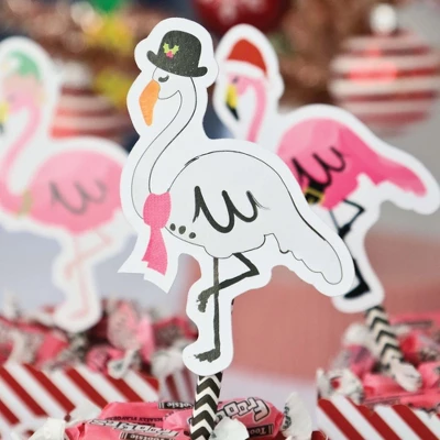 Big Dot Of Happiness Flamingle Bells - Paper Straw Decor - Tropical Flamingo Christmas Party Striped Decorative Straws - Set Of 24 6 Big Dot Of Happiness Flamingle Bells - Paper Straw Decor - Tropical Flamingo Christmas Party Striped Decorative Straws - Set Of 24 - Image 6