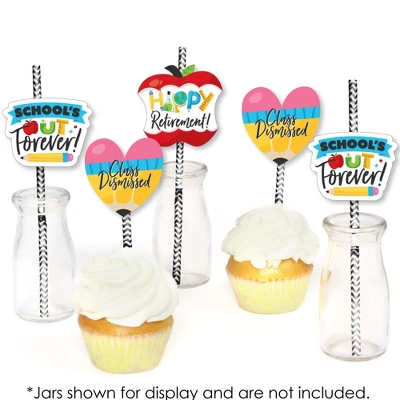 Big Dot Of Happiness Teacher Retirement - Paper Straw Decor - Happy Retirement Party Striped Decorative Straws - Set Of 24 3 Big Dot Of Happiness Teacher Retirement - Paper Straw Decor - Happy Retirement Party Striped Decorative Straws - Set Of 24 - Image 3
