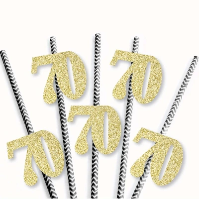 Big Dot Of Happiness Gold Glitter 70 Party Straws - No-Mess Real Gold Glitter Cut-Out Numbers - 70th Birthday Paper Straws - Set Of 24 2 Big Dot Of Happiness Gold Glitter 70 Party Straws - No-Mess Real Gold Glitter Cut-Out Numbers - 70th Birthday Paper Straws - Set Of 24 - Image 2