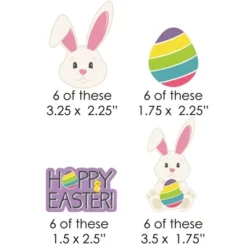 Big Dot Of Happiness Hippity Hoppity Paper Straw Decor - Easter Bunny Party Striped Decorative Straws - Set Of 24