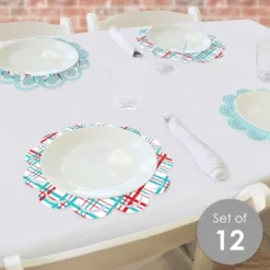 Big Dot Of Happiness 50’s Sock Hop - 1950s Rock N Roll Party Round Table Decorations - Paper Chargers - Place Setting For 12