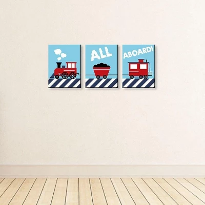Big Dot Of Happiness Railroad Crossing - Steam Train Baby Boy Nursery Wall Art And Kids Room Decor - Gift Ideas - 7.5 X 10 Inches - Set Of 3 Prints 2 Big Dot Of Happiness Railroad Crossing - Steam Train Baby Boy Nursery Wall Art And Kids Room Decor - Gift Ideas - 7.5 X 10 Inches - Set Of 3 Prints - Image 2