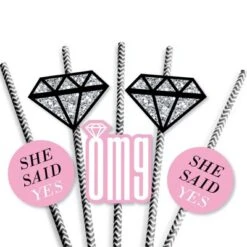 Big Dot Of Happiness Omg, You're Getting Married Paper Straw Decor - Engagement Party Striped Decorative Straws - Set Of 24 -Nursery Decor Store GUEST 13740865 1d6b 4165 bad1 36003e253f92