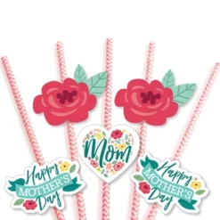 Big Dot Of Happiness Colorful Floral Happy Mother's Day - Paper Straw Decor - We Love Mom Party Striped Decorative Straws - Set Of 24 -Nursery Decor Store GUEST 13ccdc05 ac5f 4550 9798 a883d4eb5136