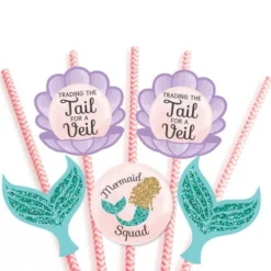Big Dot Of Happiness Trading The Tail For A Veil - Paper Straw Decor - Mermaid Bachelorette Party Bridal Shower Striped Decorative Straws - Set Of 24 -Nursery Decor Store GUEST 152f9599 79e5 4572 99fc 0c84cf131fbc