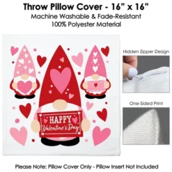 Big Dot Of Happiness Valentine Gnomes - Valentine's Day Party Home Decorative Canvas Cushion Case - Throw Pillow Cover - 16 X 16 Inches -Nursery Decor Store GUEST 1895c13b 17be 4af5 95dc 2eedc6f1d0af