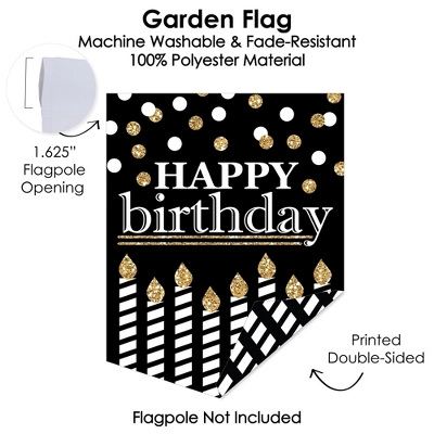 Big Dot Of Happiness Adult Happy Birthday - Gold - Outdoor Home Decorations - Double-Sided Birthday Party Garden Flag - 12 X 15.25 Inches 2 Big Dot Of Happiness Adult Happy Birthday - Gold - Outdoor Home Decorations - Double-Sided Birthday Party Garden Flag - 12 X 15.25 Inches - Image 2