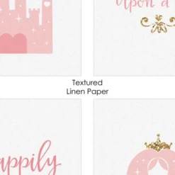 Big Dot Of Happiness Little Princess Crown - Unframed Pink & Gold Castle Nursery And Kids Room Linen Paper Wall Art - Set Of 4 Artisms - 8 X 10 Inches -Nursery Decor Store GUEST 1b3bfe60 7f15 4241 9249 453369952509