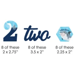 Big Dot Of Happiness 2nd Birthday Shark Zone - Paper Straw Decor - Jawsome Shark Second Birthday Party Striped Decorative Straws - Set Of 24