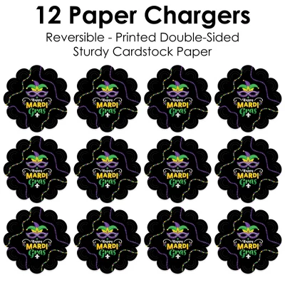 Big Dot Of Happiness Colorful Mardi Gras Mask - Masquerade Party Round Table Decorations - Paper Chargers - Place Setting For 12 4 Big Dot Of Happiness Colorful Mardi Gras Mask - Masquerade Party Round Table Decorations - Paper Chargers - Place Setting For 12 - Image 4