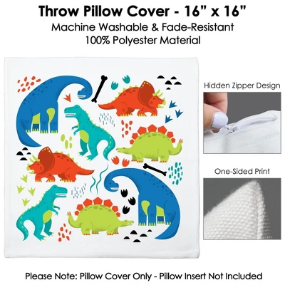 Big Dot Of Happiness Roar Dinosaur - Dino Mite Baby Shower Or Birthday Party Home Decorative Canvas Cushion Case - Throw Pillow Cover - 16 X 16 Inches 3 Big Dot Of Happiness Roar Dinosaur - Dino Mite Baby Shower Or Birthday Party Home Decorative Canvas Cushion Case - Throw Pillow Cover - 16 X 16 Inches - Image 3