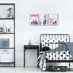 Big Dot Of Happiness Cheerio, London - British UK Skyline Wall Art, Nursery Decor And Kids Room Decorations Ideas - 7.5 X 10 Inches - Set Of 3 Prints