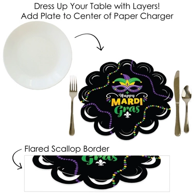Big Dot Of Happiness Colorful Mardi Gras Mask - Masquerade Party Round Table Decorations - Paper Chargers - Place Setting For 12 6 Big Dot Of Happiness Colorful Mardi Gras Mask - Masquerade Party Round Table Decorations - Paper Chargers - Place Setting For 12 - Image 6