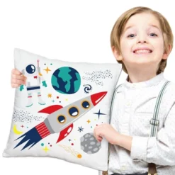Big Dot Of Happiness Blast Off To Outer Space - Rocket Ship Baby Shower Or Birthday Home Decorative Cushion Case - Throw Pillow Cover - 16 X 16 Inches -Nursery Decor Store GUEST 1ef1656b 9a8b 4169 9b87 2f989a479dc4