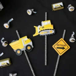 Big Dot Of Happiness Dig It - Construction Party Zone - Paper Straw Decor - Baby Shower Or Birthday Party Striped Decorative Straws - Set Of 24 -Nursery Decor Store GUEST 1f417d95 ed45 4c87 904a e257e3e9e663