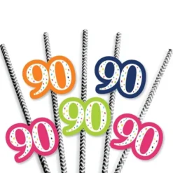 Big Dot Of Happiness 90th Birthday - Cheerful Happy Birthday - Paper Straw Decor - Ninetieth Birthday Party Striped Decorative Straws - Set Of 24 -Nursery Decor Store GUEST 20486813 795d 4b5c 9cfb 6ee324920038