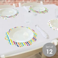Big Dot Of Happiness Cheerful Happy Birthday - Colorful Birthday Party Round Table Decorations - Paper Chargers - Place Setting For 12