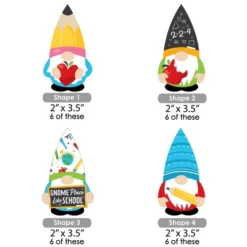 Big Dot Of Happiness School Gnomes - Paper Straw Decor - Teacher And Classroom Decorations Striped Decorative Straws - Set Of 24