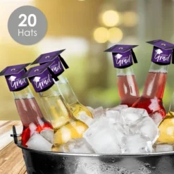 Big Dot Of Happiness Purple Grad - Best Is Yet To Come - DIY Grad Cap Purple Graduation Party Bottle Topper Decorations - Set Of 20