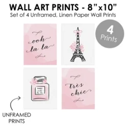 Big Dot Of Happiness Paris, Ooh La La - Unframed Eiffel Tower Nursery And Kids Room Linen Paper Wall Art - Set Of 4 - Artisms - 8 X 10 Inches -Nursery Decor Store GUEST 238e6dd2 93fc 4428 aa45 b515da470184