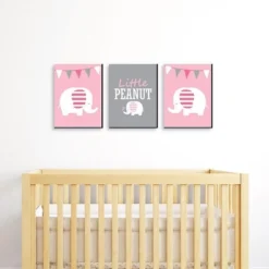 Big Dot Of Happiness Pink Elephant - Baby Girl Nursery Wall Art And Kids Room Decorations - Gift Ideas - 7.5 X 10 Inches - Set Of 3 Prints