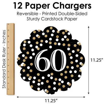 Big Dot Of Happiness Adult 60th Birthday - Gold - Birthday Party Round Table Decorations - Paper Chargers - Place Setting For 12 5 Big Dot Of Happiness Adult 60th Birthday - Gold - Birthday Party Round Table Decorations - Paper Chargers - Place Setting For 12 - Image 5