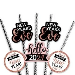 Big Dot Of Happiness Rose Gold Happy New Year - Paper Straw Decor - 2024 New Year's Eve Party Striped Decorative Straws - Set Of 24 -Nursery Decor Store GUEST 255a697b f753 4215 bb50 d29371bf8ac4