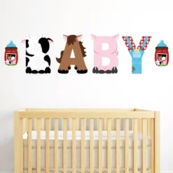 Big Dot Of Happiness Farm Animals - Peel And Stick Barnyard Baby Shower Standard Banner Wall Decals - Baby