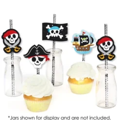 Big Dot Of Happiness Pirate Ship Adventures - Paper Straw Decor - Skull Birthday Party Striped Decorative Straws - Set Of 24 -Nursery Decor Store GUEST 26ce99e4 46c7 48f0 9360 c0f70c4a4186