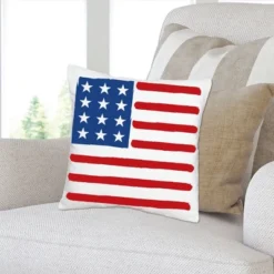 Big Dot Of Happiness Stars & Stripes - Patriotic Party Home Decorative Canvas Cushion Case - Throw Pillow Cover - 16 X 16 Inches