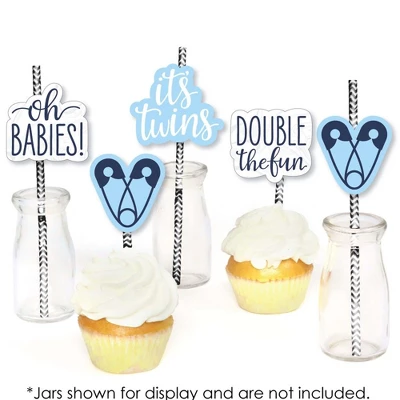 Big Dot Of Happiness It's Twin Boys - Paper Straw Decor - Blue Twins Baby Shower Striped Decorative Straws - Set Of 24 3 Big Dot Of Happiness It's Twin Boys - Paper Straw Decor - Blue Twins Baby Shower Striped Decorative Straws - Set Of 24 - Image 3
