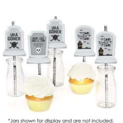 Big Dot Of Happiness Graveyard Tombstones - Paper Straw Decor - Halloween Party Striped Decorative Straws - Set Of 24 -Nursery Decor Store GUEST 28e9f8e3 3c6e 4b6a a6bf 9c67f23f638e