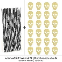 Big Dot Of Happiness Gold Glitter Sugar Skull Party Straws - No-Mess Real Glitter Cut-Outs & Decorative Day Of The Dead Party Paper Straws - Set Of 24 -Nursery Decor Store GUEST 2a5ed912 3c61 4837 b18d 9dd88f85f6b1