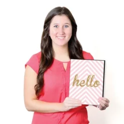 Big Dot Of Happiness Hello Little One - Pink And Gold - Baby Girl Nursery Wall Art & Kids Room Decor - Gift Ideas - 7.5 X 10 Inches - Set Of 3 Prints -Nursery Decor Store GUEST 2aac7664 be73 4002 bf9b eecaea91f604