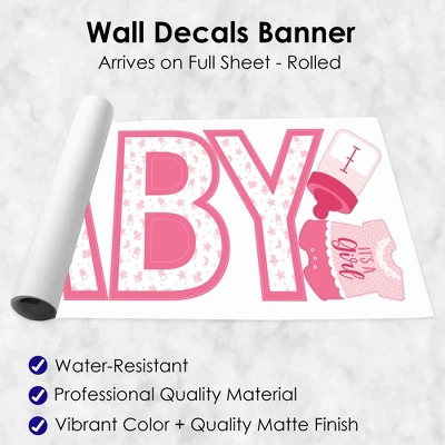 Big Dot Of Happiness It's A Girl - Peel And Stick Pink Baby Shower Standard Banner Wall Decals - Baby 4 Big Dot Of Happiness It's A Girl - Peel And Stick Pink Baby Shower Standard Banner Wall Decals - Baby - Image 4