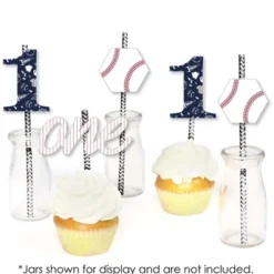 Big Dot Of Happiness 1st Birthday Batter Up - Baseball - Paper Straw Decor - First Birthday Party Striped Decorative Straws - Set Of 24 -Nursery Decor Store GUEST 2c4cadb4 6e5e 4948 b376 05a76ccf8c0b
