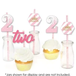 Big Dot Of Happiness 2nd Birthday Little Princess Crown - Paper Straw Decor - Pink & Gold Second Birthday Party Striped Decorative Straws - Set Of 24 -Nursery Decor Store GUEST 2def872e 415e 489f ae99 f2b93037032a
