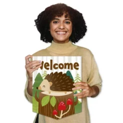 Big Dot Of Happiness Forest Hedgehogs - Outdoor Home Decorations - Double-Sided Woodland Birthday Party Or Baby Shower Garden Flag - 12 X 15.25 Inches -Nursery Decor Store GUEST 2e2929ca a15d 430c 9513 fb69a064a390